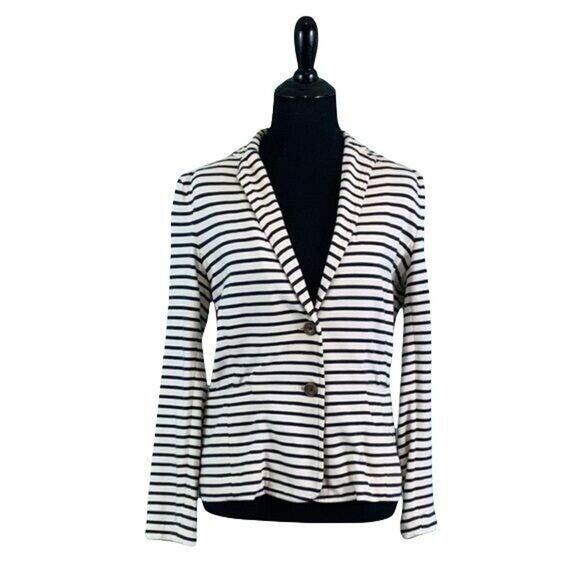 J. Crew blue white cotton striped long sleeves 2 button Blazer size small - Picture 6 of 9